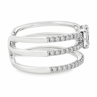 0.65 CTW Diamond Baguette Double-Open Fashion Ring