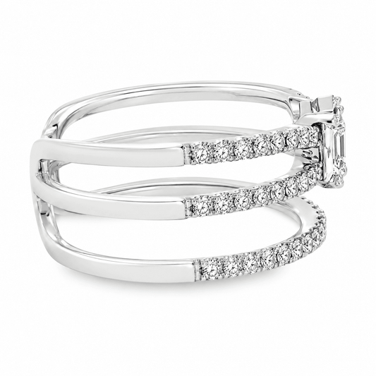 0.65 CTW Diamond Baguette Double-Open Fashion Ring