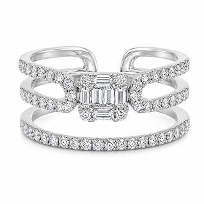 0.65 CTW Diamond Baguette Double-Open Fashion Ring