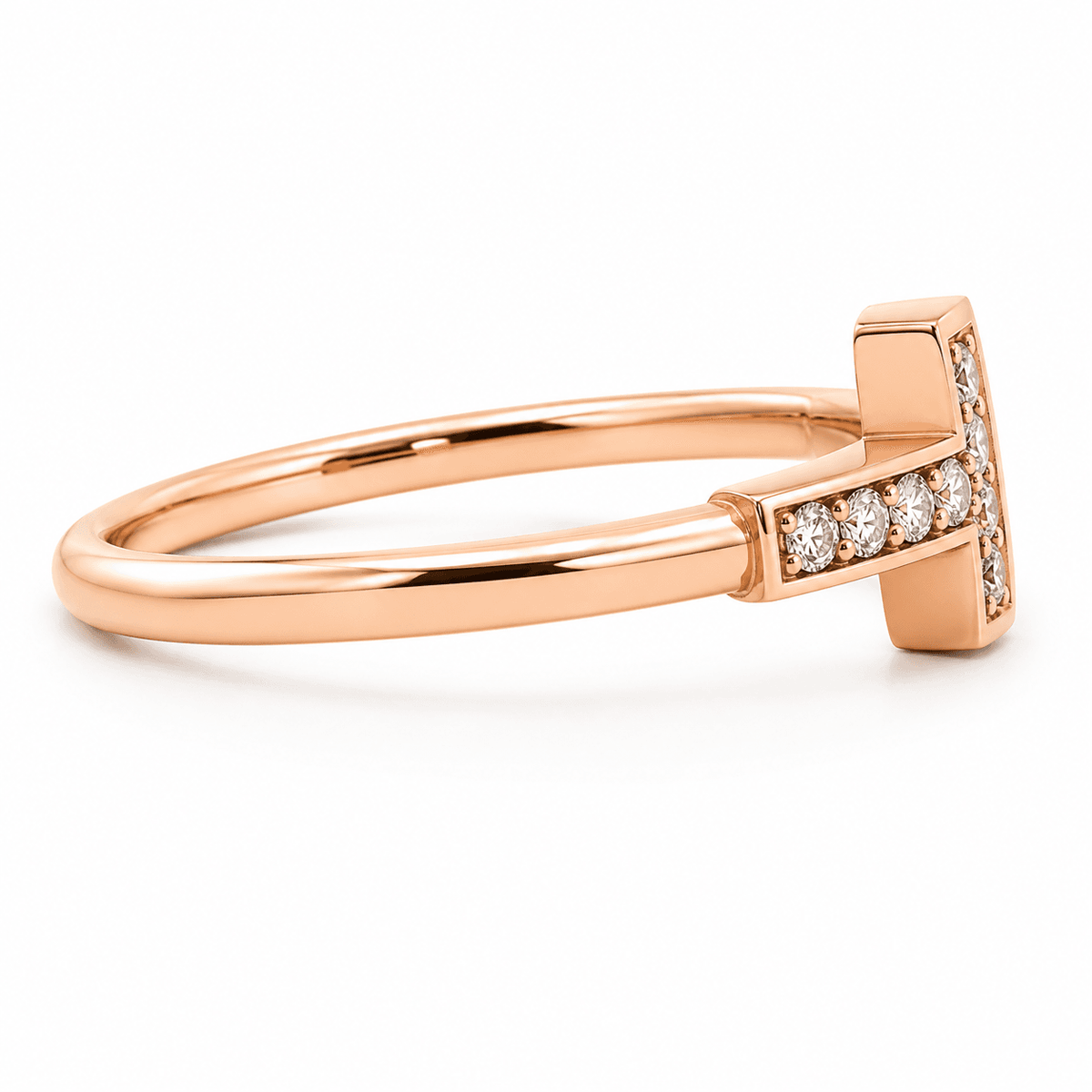 Rose Gold 0.15 CTW Inspired T Design Diamond Fashion Ring