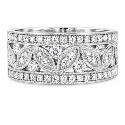 0.88 CTW Milgrain Floral Inspired Diamond Fashion Band