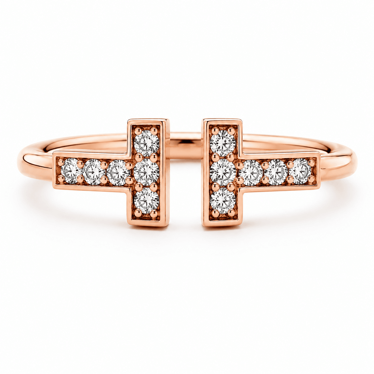 Rose Gold 0.15 CTW Inspired T Design Diamond Fashion Ring