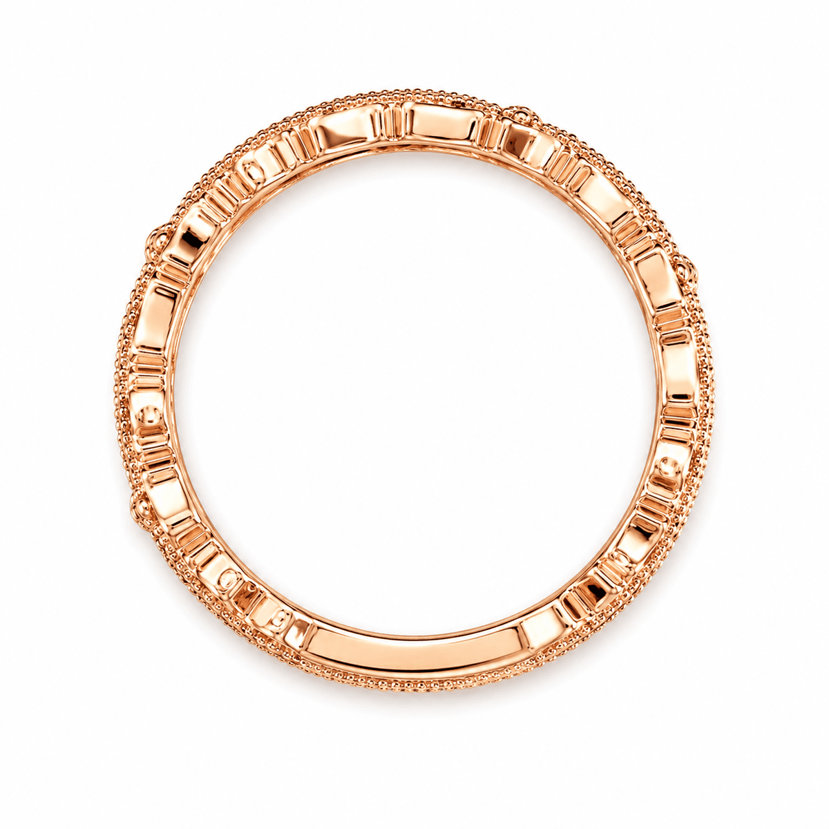 0.11 CTW Rose Gold Diamond Floral Milgrain Fashion Band