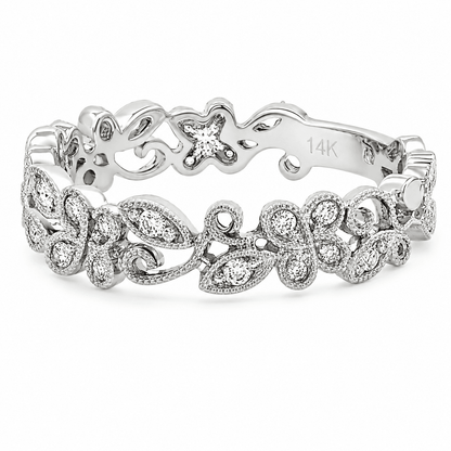 Diamond Floral Wedding Band