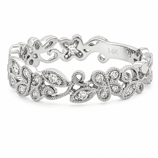 Diamond Floral Wedding Band