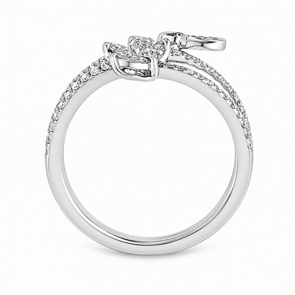 18K 0.33 CTW Diamond Flower & Butterfly Ring