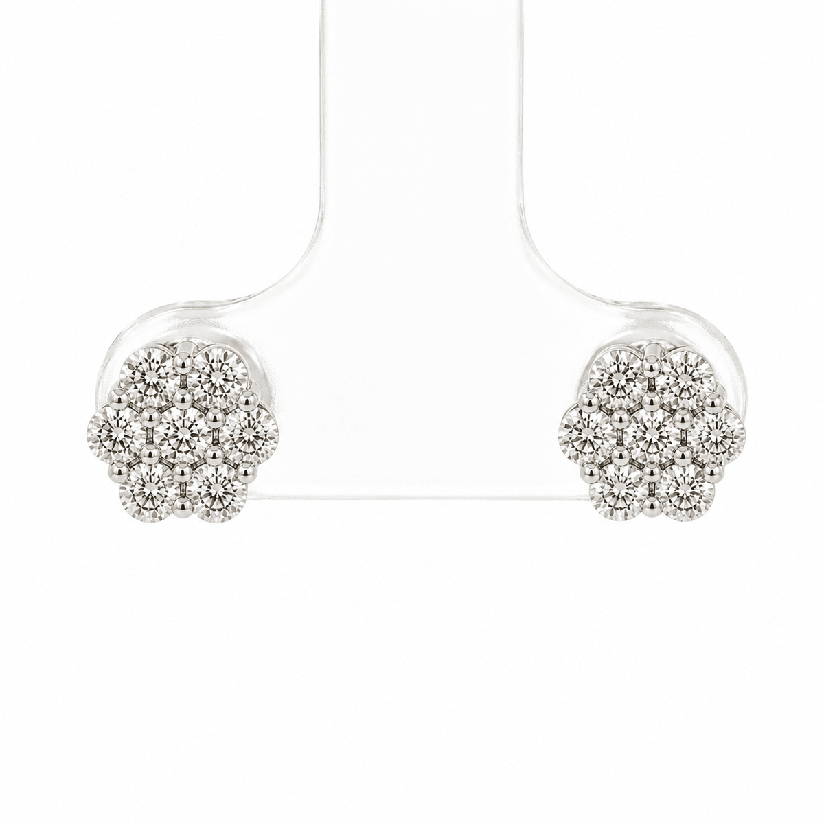 0.77 CT TW. Diamond Flower Stud Earrings