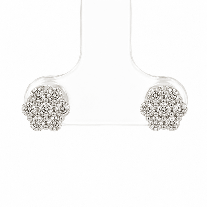 0.77 CT TW. Diamond Flower Stud Earrings