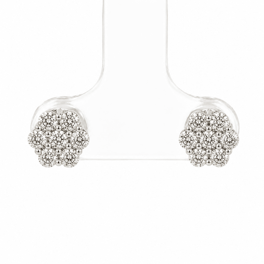 0.77 CT TW. Diamond Flower Stud Earrings