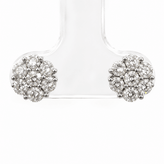 Diamond Flower Stud Earrings