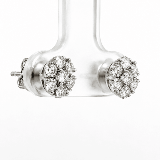 Diamond Flower Stud Earrings