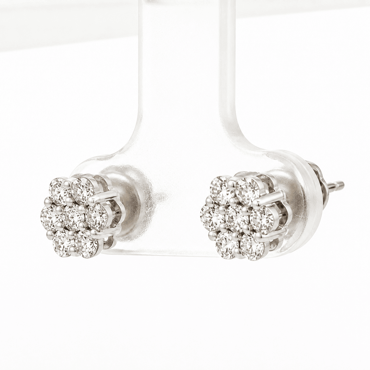 0.77 CT TW. Diamond Flower Stud Earrings