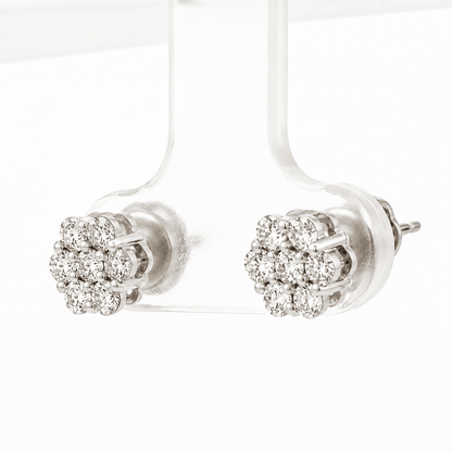 0.77 CT TW. Diamond Flower Stud Earrings