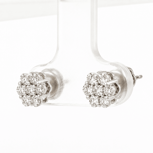 0.77 CT TW. Diamond Flower Stud Earrings
