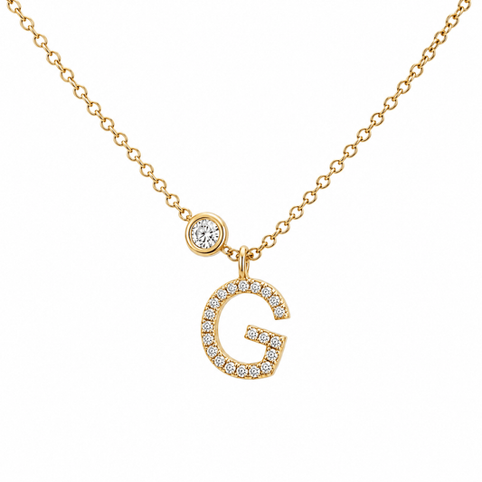 Diamond G Initial Station Necklace