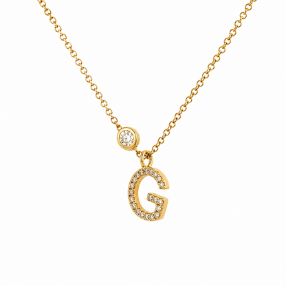 Diamond G Initial Station Necklace