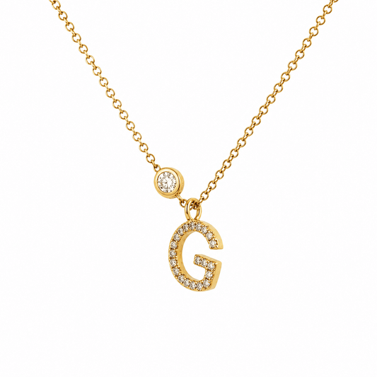 Diamond G Initial Station Necklace