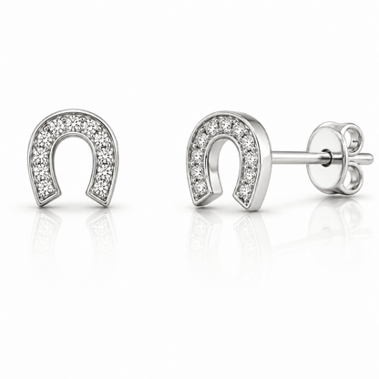 Diamond Horseshoe Stud Earrings