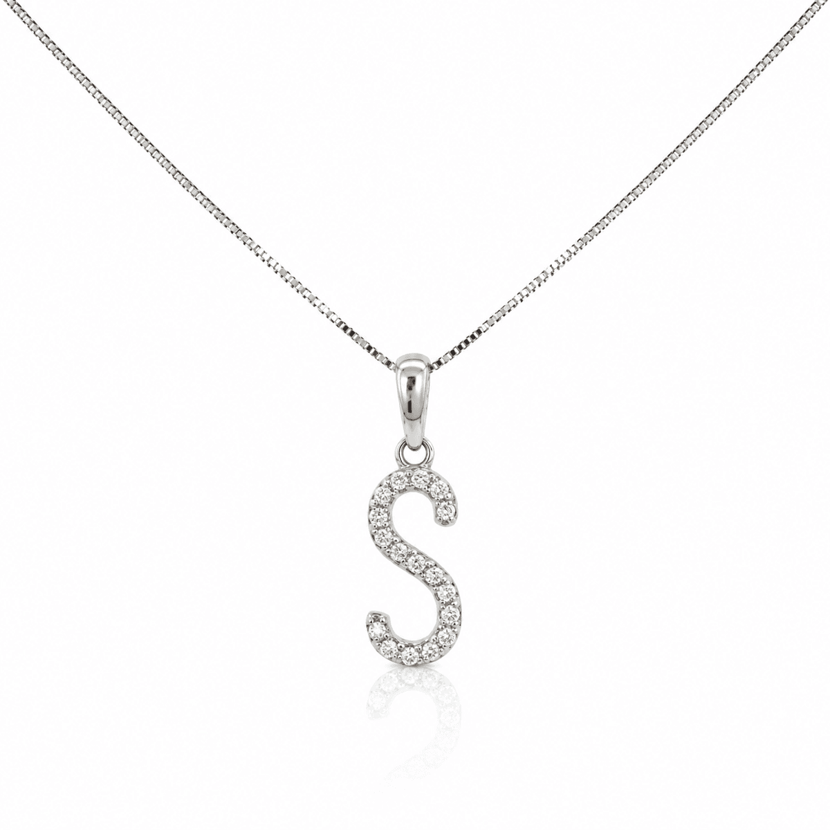 .10 CT TW. Diamond Initial S Pendant Necklace