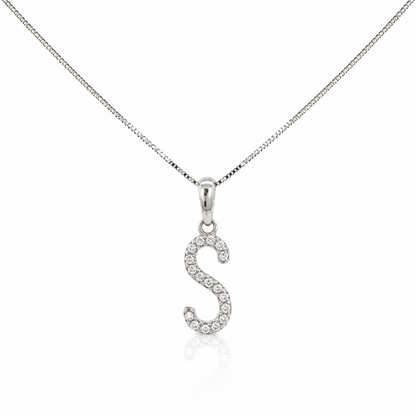 .10 CT TW. Diamond Initial S Pendant Necklace