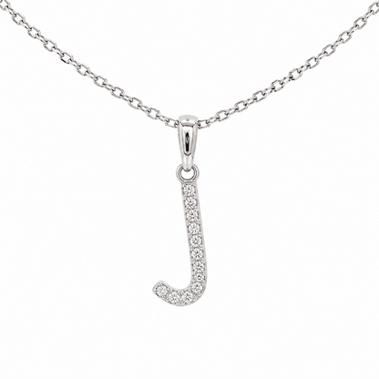 Diamond J Initial Necklace