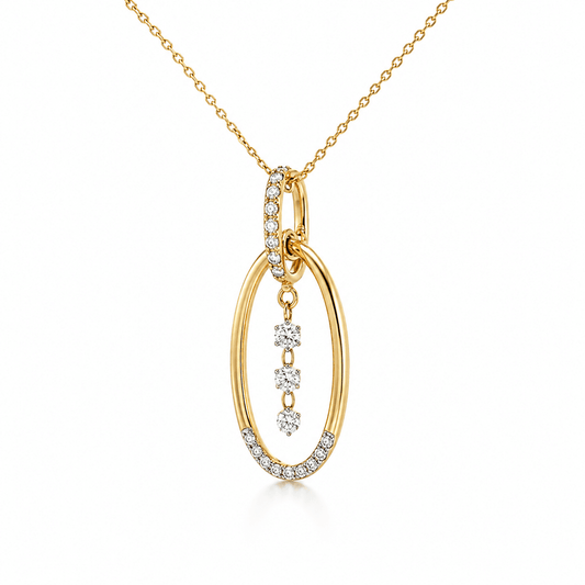 Diamond Oval Pendant Necklace