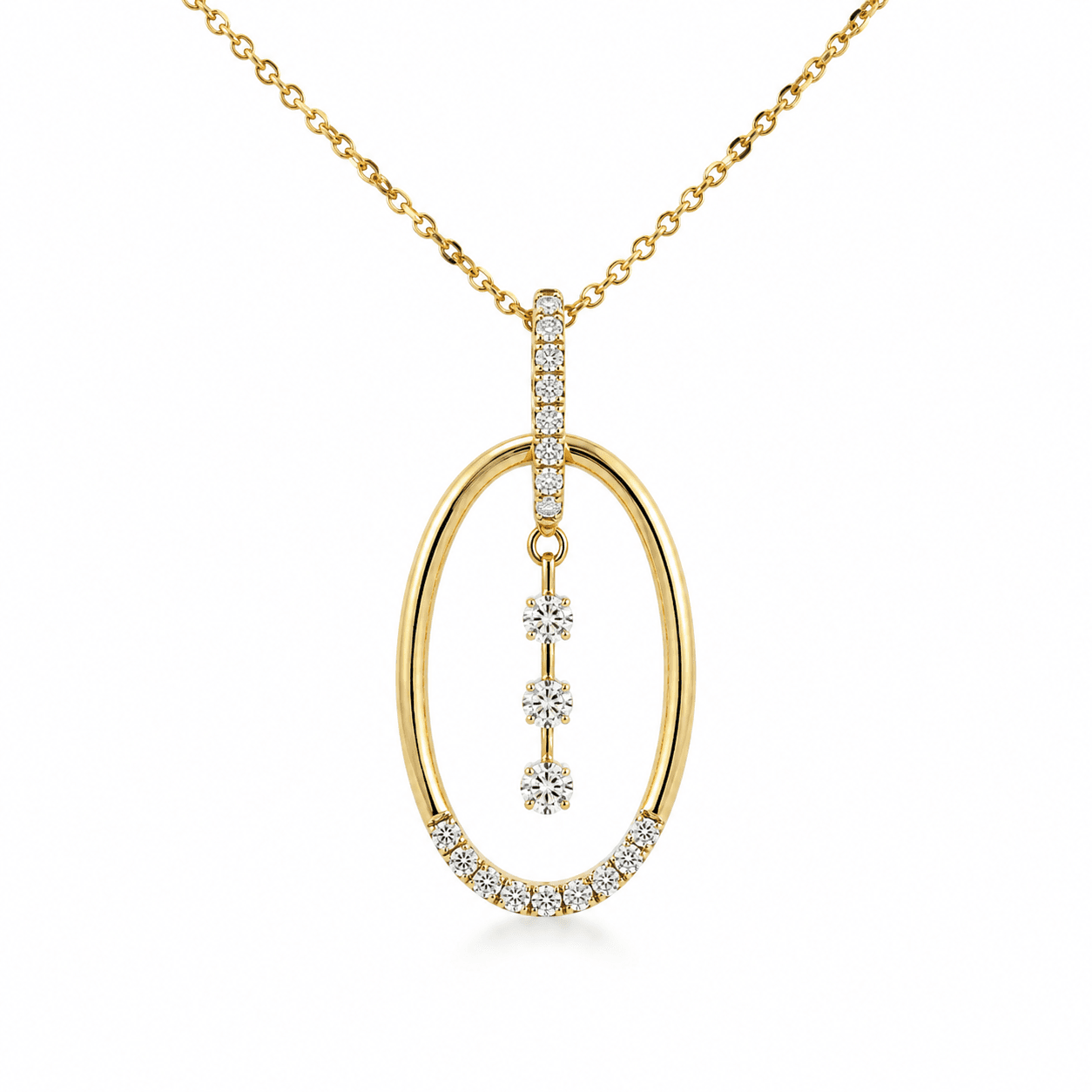 Diamond Oval Pendant Necklace