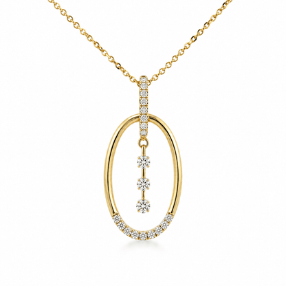 Diamond Oval Pendant Necklace
