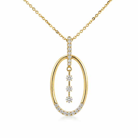 Diamond Oval Pendant Necklace
