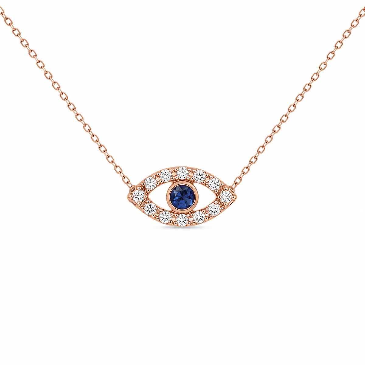Diamond and Sapphire Evil Eye Necklace