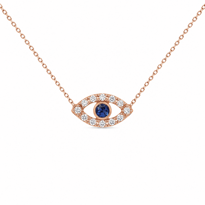 Diamond and Sapphire Evil Eye Necklace