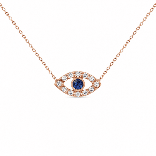 Diamond and Sapphire Evil Eye Necklace