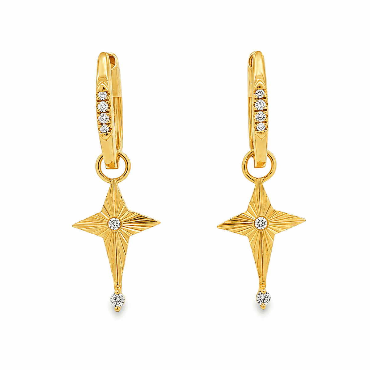 1/10 CT TW. Diamond Star Drop Earrings