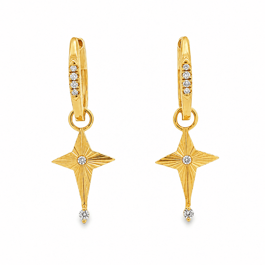 1/10 CT TW. Diamond Star Drop Earrings