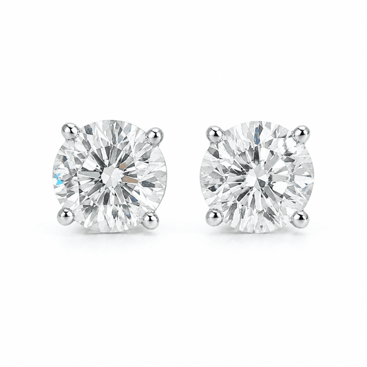 1.50 CTW Natural Round Brilliant Diamond Stud Earrings