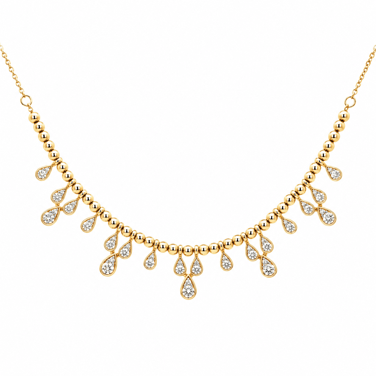 Diamond Teardrop Bead Necklace
