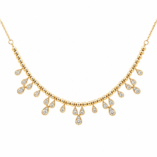 Diamond Teardrop Bead Necklace