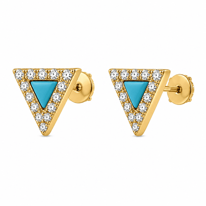 Diamond Triangle Turquoise Stud Earrings