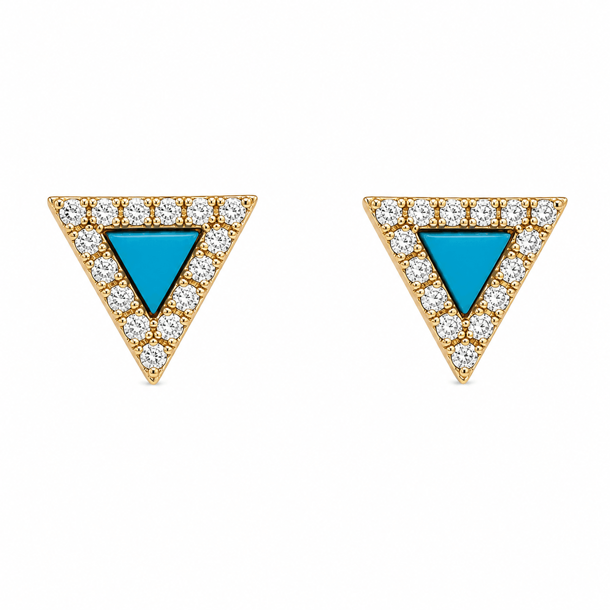 Diamond Triangle Turquoise Stud Earrings