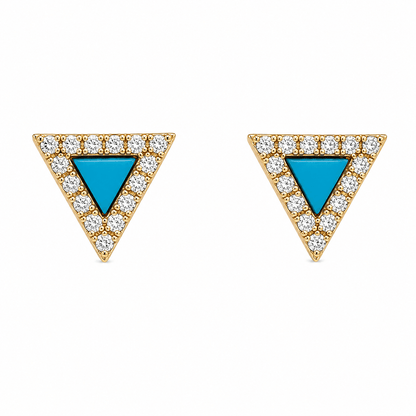 Diamond Triangle Turquoise Stud Earrings