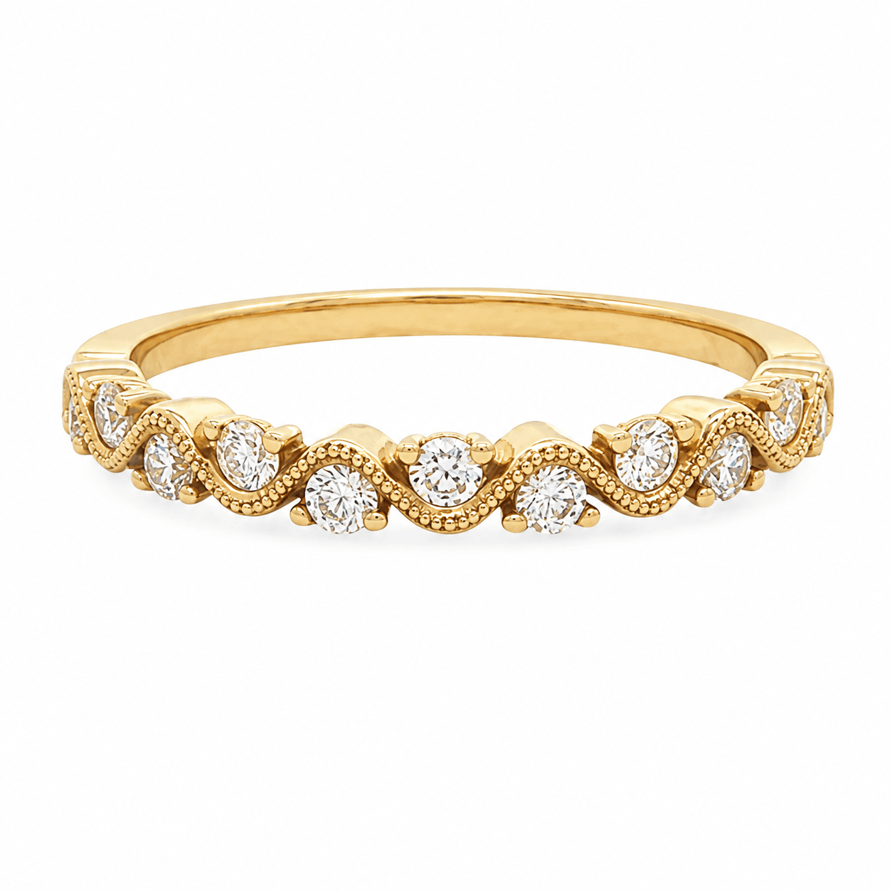 Diamond Wavy Wedding Band