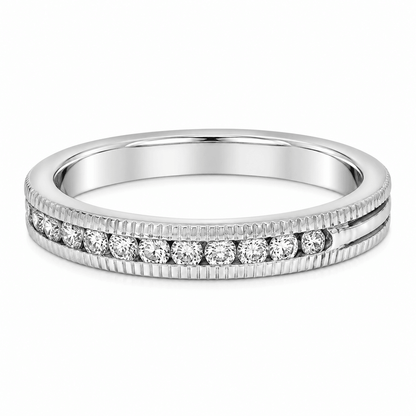1/4 CT TW. Beaded Textured Diamond Wedding Band