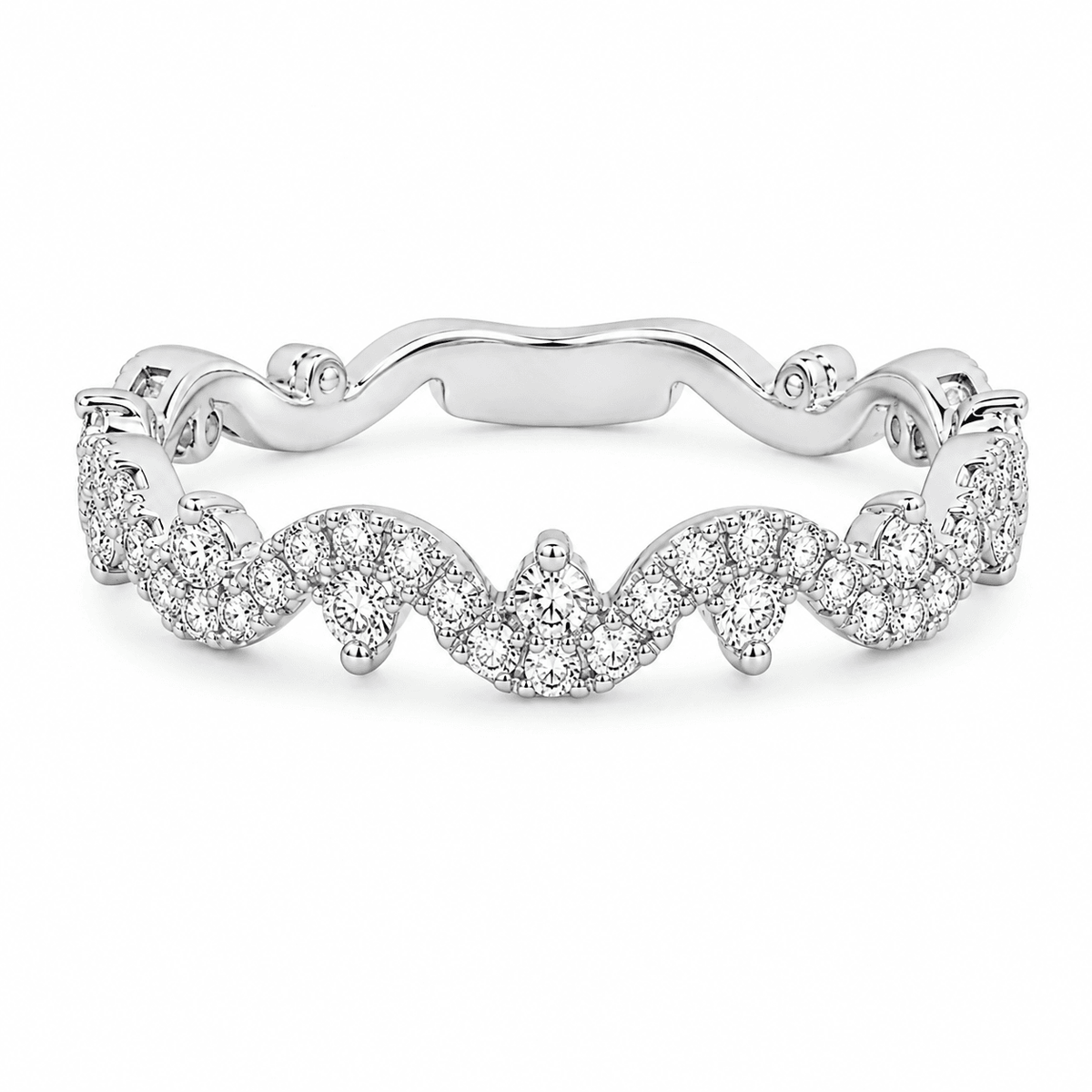 0.38 CT TW. Curvy Diamond Wedding Band