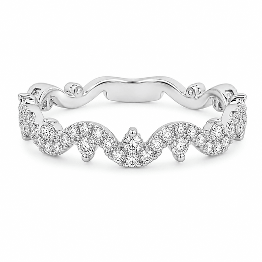 0.38 CT TW. Curvy Diamond Wedding Band