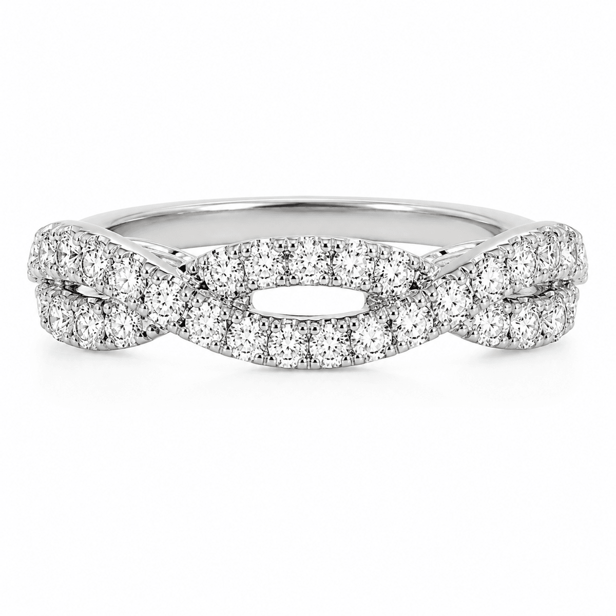0.54 CT TW. Twist Braid Diamond Wedding Band