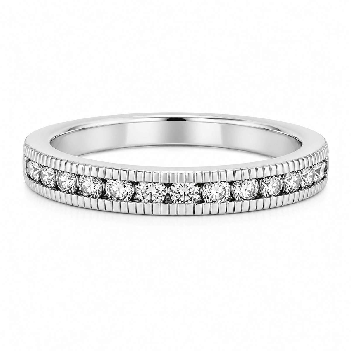 1/4 CT TW. Beaded Textured Diamond Wedding Band