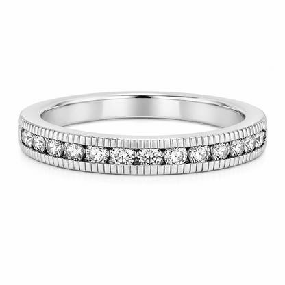 1/4 CT TW. Beaded Textured Diamond Wedding Band