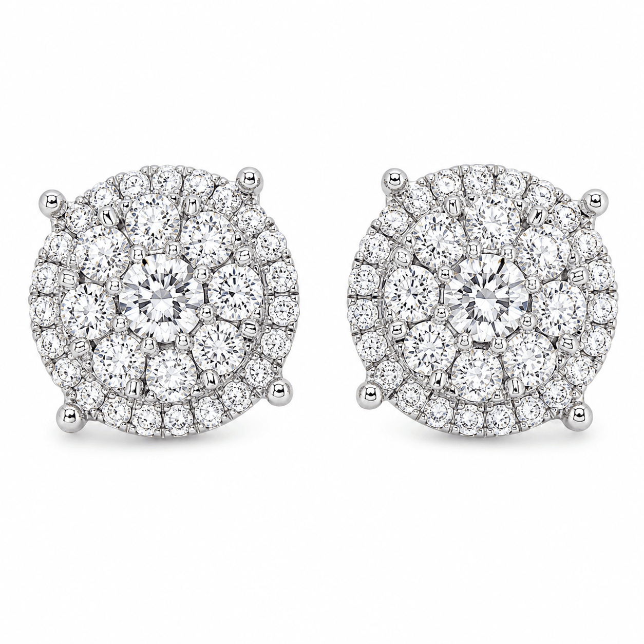 Double Halo Lab-Grown Diamond Stud Earrings