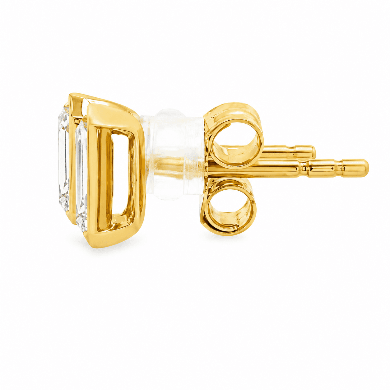 1 CTW Emerald-Cut Lab-Grown Diamond Bezel Stud Earrings