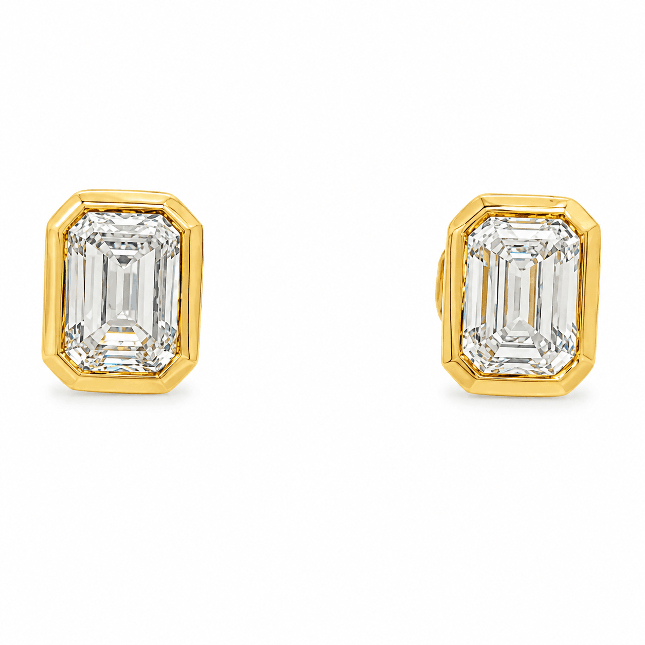 1 CTW Emerald-Cut Lab-Grown Diamond Bezel Stud Earrings